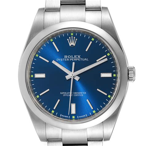 rolex osyster perpetual 39mm blue dial box and papers|Rolex oyster perpetual 39 price.